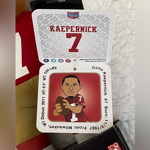 NWT-NFL Bleacher Creatures Plush Figure- Colin Kaepernick - Picture 5 of 5